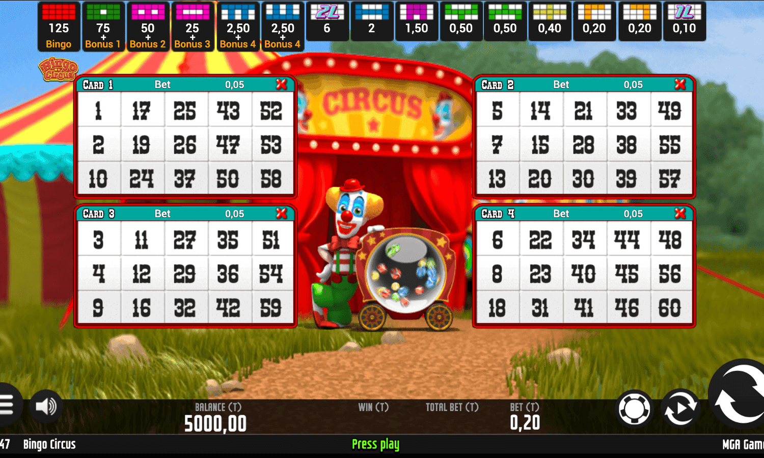 Circus Bingo